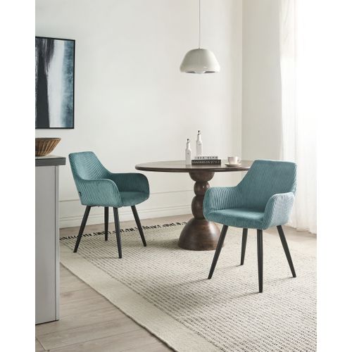 Lot De 2 Chaises De Salle à Manger Mori Velours Côtelé Turquoise