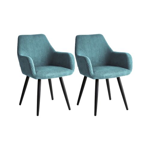 Lot De 2 Chaises De Salle à Manger Mori Velours Côtelé Turquoise