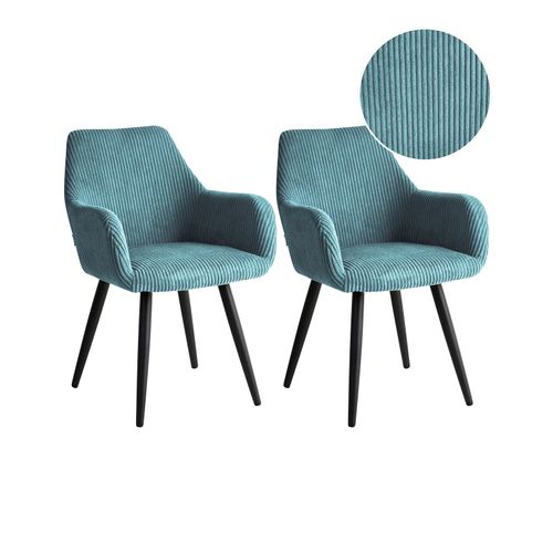 Lot De 2 Chaises De Salle à Manger Mori Velours Côtelé Turquoise