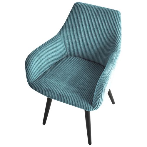 Lot De 2 Chaises De Salle à Manger Mori Velours Côtelé Turquoise