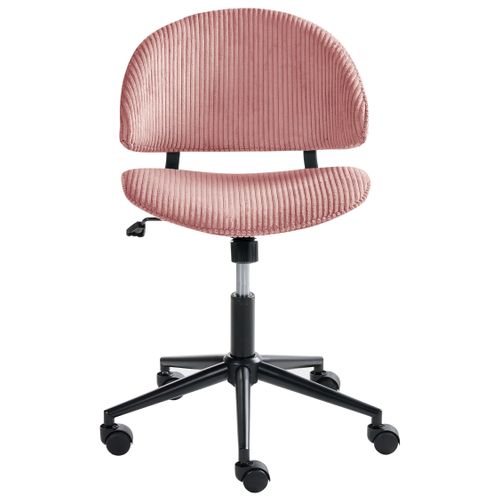 Chaise De Bureau Kiana Velours Côtelé Rose