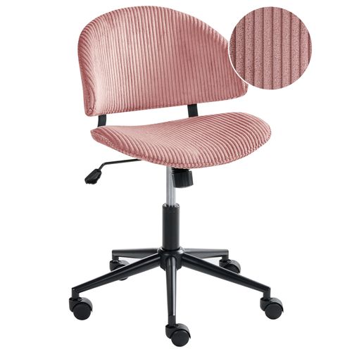 Chaise De Bureau Kiana Velours Côtelé Rose