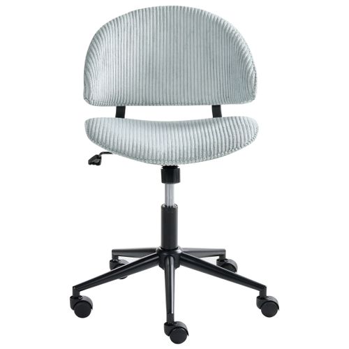 Chaise De Bureau Kiana Velours Côtelé Bleu Clair