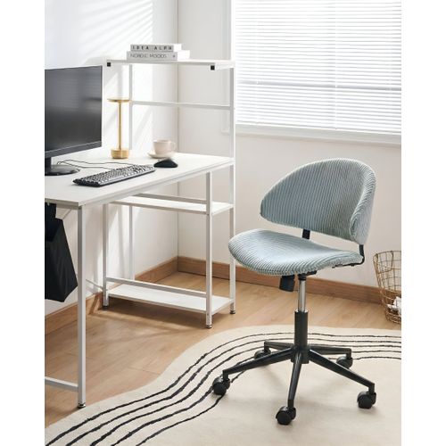 Chaise De Bureau Kiana Velours Côtelé Bleu Clair