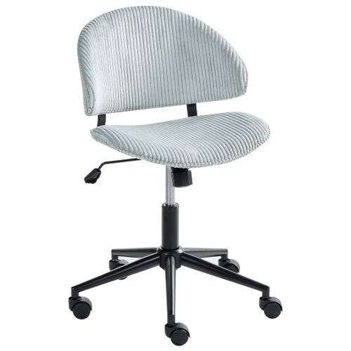 Chaise De Bureau Kiana Velours Côtelé Bleu Clair