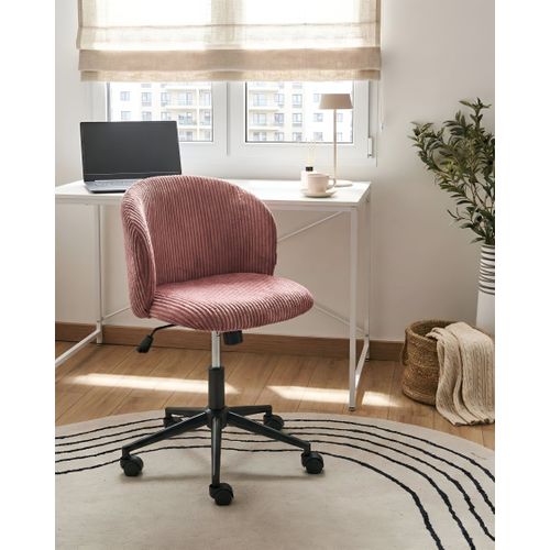 Chaise De Bureau Miles Velours Côtelé Rose