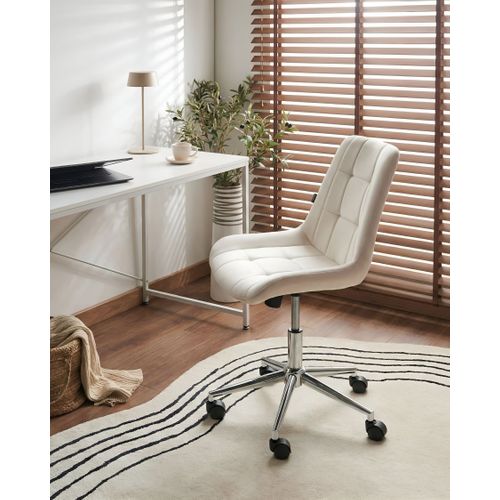 Chaise De Bureau Melrose Velours Blanc Cassé
