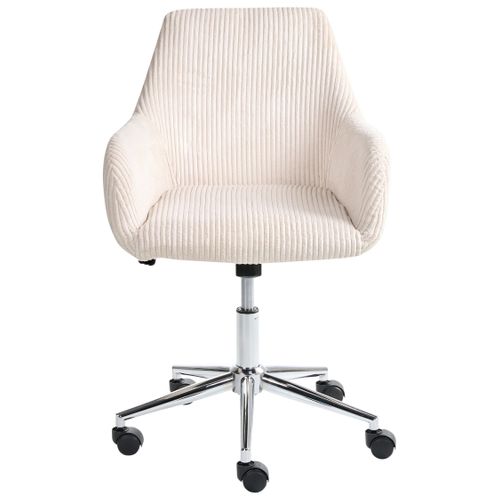Chaise De Bureau Wellston Velours Côtelé Beige Clair