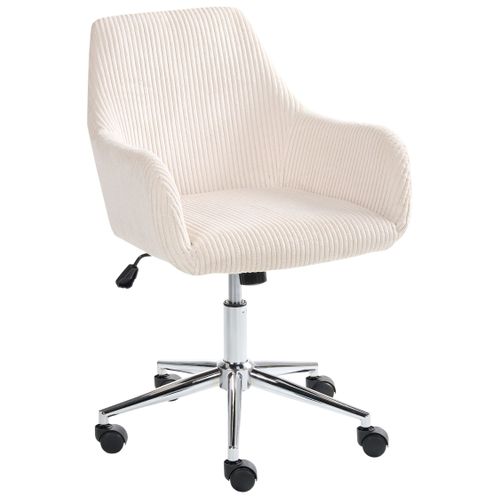 Chaise De Bureau Wellston Velours Côtelé Beige Clair