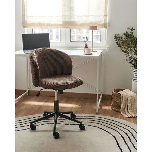 Chaise De Bureau Miles Velours Côtelé Marron Foncé