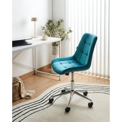Chaise De Bureau Melrose Velours Bleu Paon