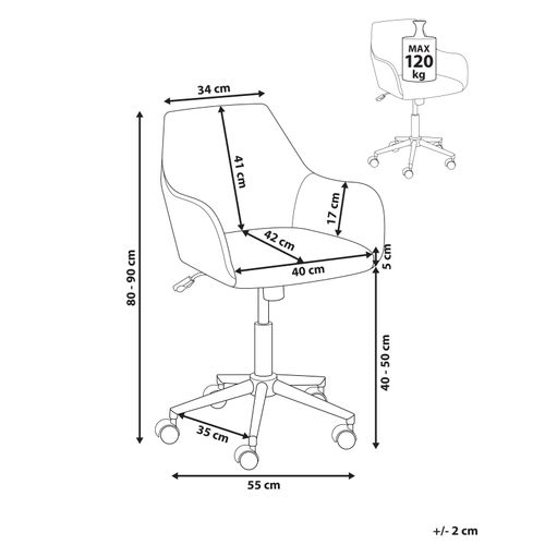 Chaise De Bureau Wellston Velours Taupe