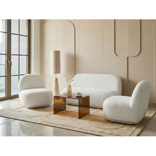 Ensemble De Salon 4 Places Lovberg Tissu Blanc Cassé