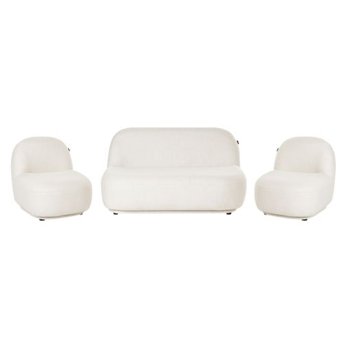 Ensemble De Salon 4 Places Lovberg Tissu Blanc Cassé