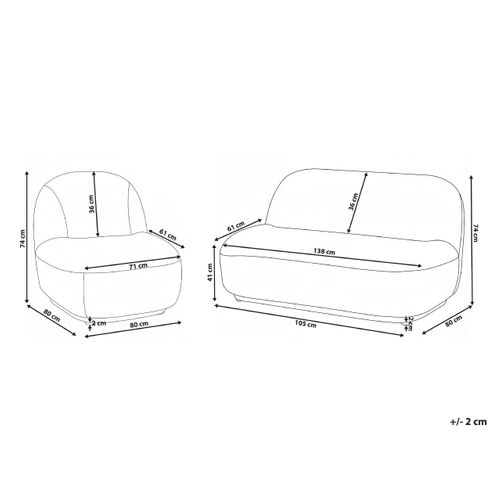 Ensemble De Salon 4 Places Lovberg Tissu Blanc Cassé