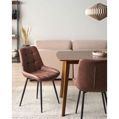 Lot De 2 Chaises De Salle à Manger Melrose Cuir Pu Marron