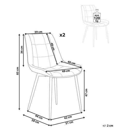 Lot De 2 Chaises De Salle à Manger Melrose Cuir Pu Marron