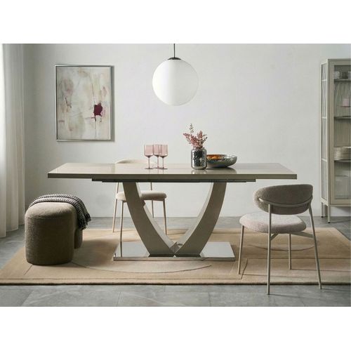 Table De Salle à Manger Extensible Merran Beige Clair 160/200 Cm 90 Cm
