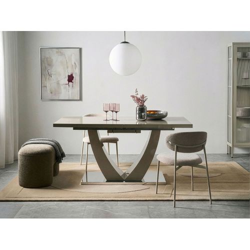 Table De Salle à Manger Extensible Merran Beige Clair 160/200 Cm 90 Cm