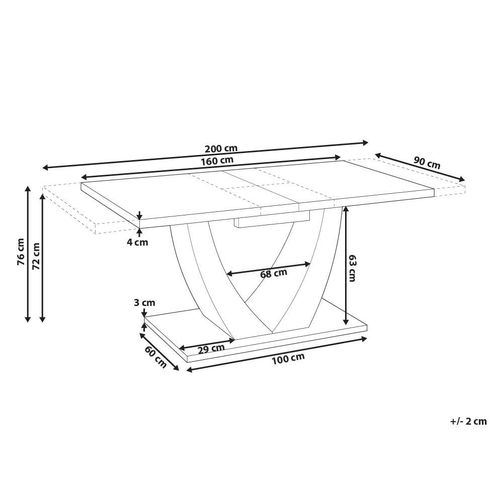 Table De Salle à Manger Extensible Merran Beige Clair 160/200 Cm 90 Cm