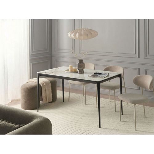 Table De Repas Jollein Marbre Blanc 140 Cm 80 Cm Verre