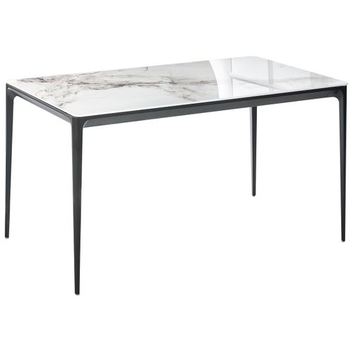 Table De Repas Jollein Marbre Blanc 140 Cm 80 Cm Verre