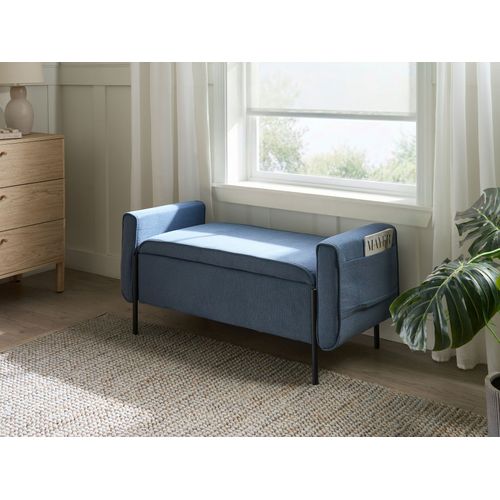 Banc De Rangement Lewes Tissu Bleu