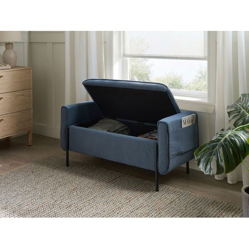 Banc De Rangement Lewes Tissu Bleu