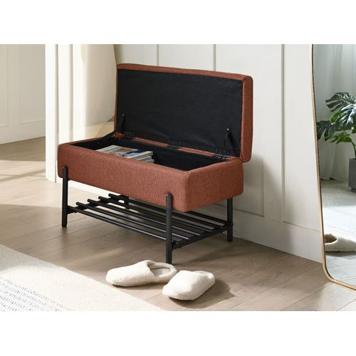 Banc De Rangement Solvang Tissu Marron Doré