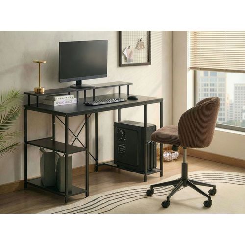 Table De Bureau Caddo Noir 120 Cm 60 Cm Avec Étagères