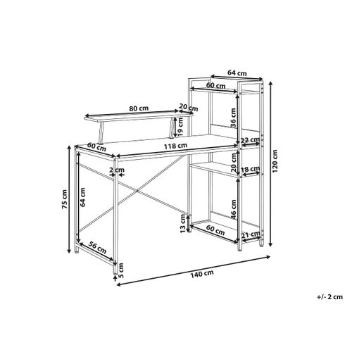 Table De Bureau Biloxy Noir 120 Cm 64 Cm Avec Étagères