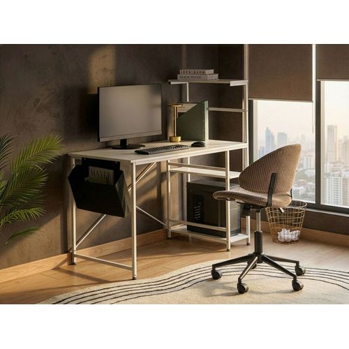 Table De Bureau Aramingo Blanc 120 Cm 60 Cm Avec Rangement