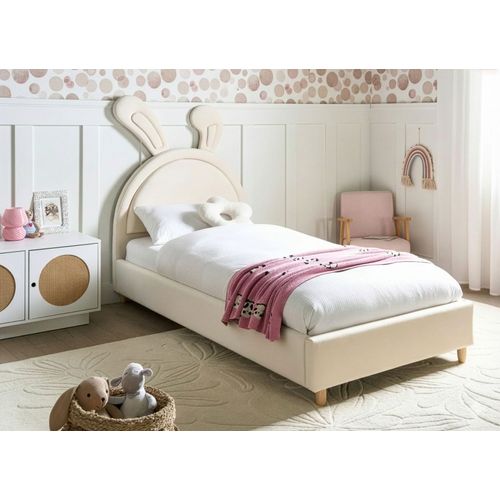 Lit D'enfant Lapin Velours Lallias 90 X 200 Cm Beige