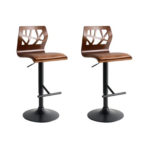 Lot De 2 Chaises De Bar Petersburg Cuir Pu Marron/noir