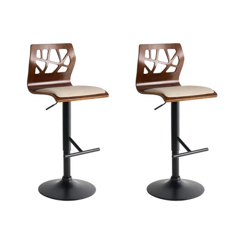 Lot De 2 Chaises De Bar Petersburg Cuir Pu Noir/beige