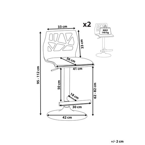 Lot De 2 Chaises De Bar Petersburg Cuir Pu Noir/beige