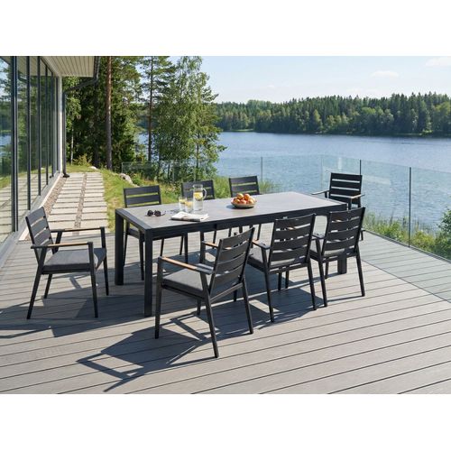 Table De Salle à Manger De Jardin Extensible Binasco 160/220 Cm 90 Cm Effet Pierre Gris