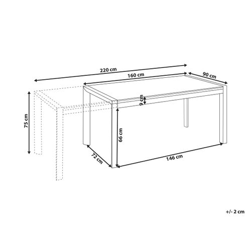 Table De Salle à Manger De Jardin Extensible Binasco 160/220 Cm 90 Cm Effet Pierre Gris
