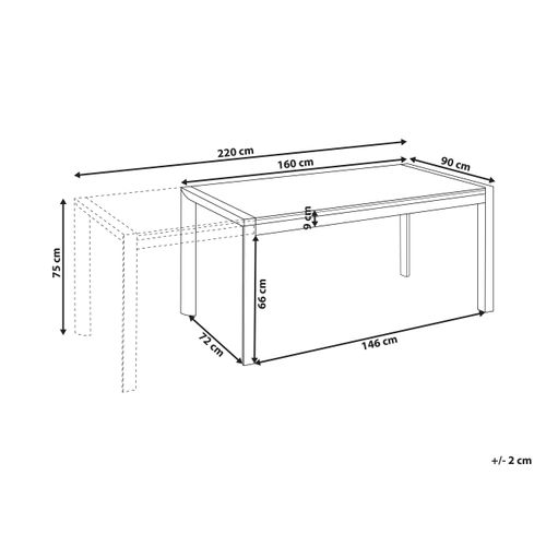 Table De Salle à Manger De Jardin Extensible Binasco 160/220 Cm 90 Cm Beige