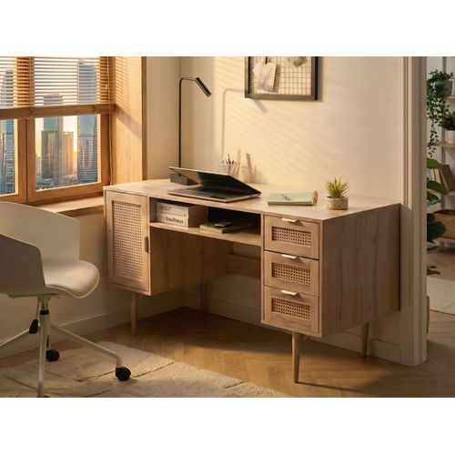Table De Bureau Raffra Marron Clair 140 Cm 60 Cm