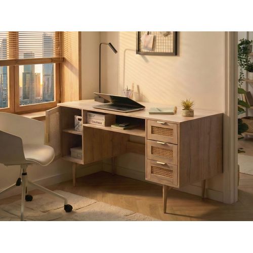 Table De Bureau Raffra Marron Clair 140 Cm 60 Cm