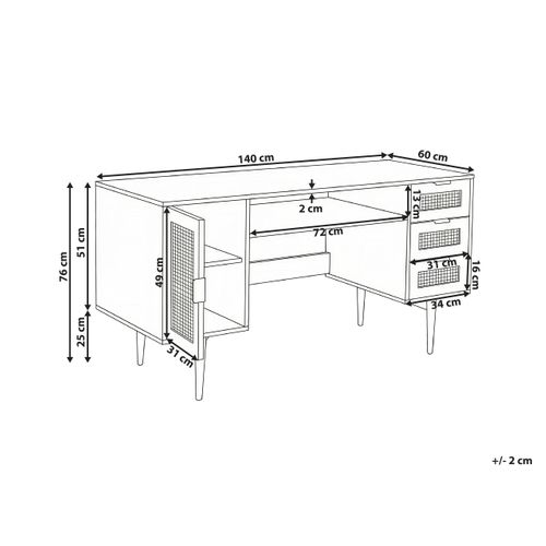 Table De Bureau Raffra Marron Clair 140 Cm 60 Cm