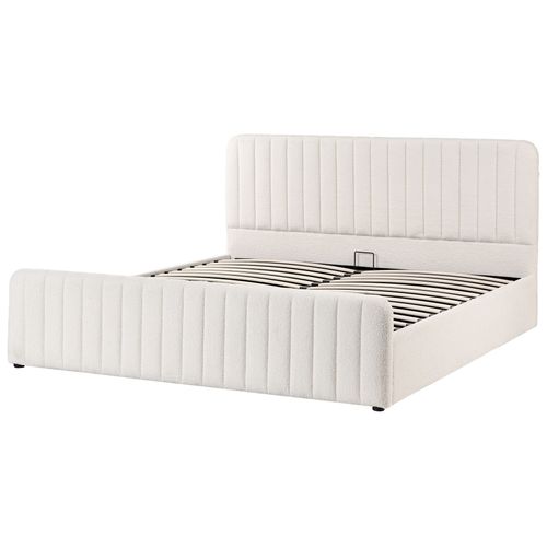 Lit Ottoman Bouclé Lunan 180 X 200 Cm Blanc