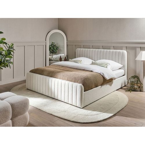 Lit Ottoman Bouclé Lunan 180 X 200 Cm Blanc