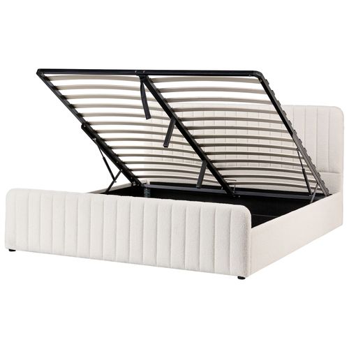 Lit Ottoman Bouclé Lunan 180 X 200 Cm Blanc