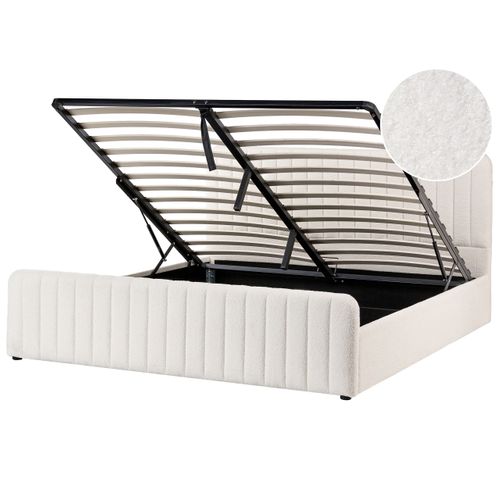 Lit Ottoman Bouclé Lunan 180 X 200 Cm Blanc