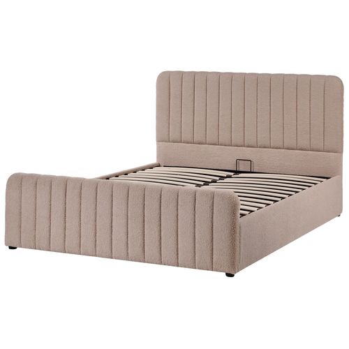 Lit Ottoman Bouclé Lunan 140 X 200 Cm Taupe
