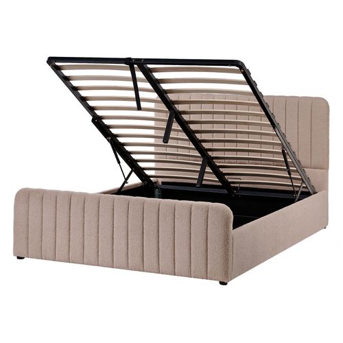 Lit Ottoman Bouclé Lunan 140 X 200 Cm Taupe
