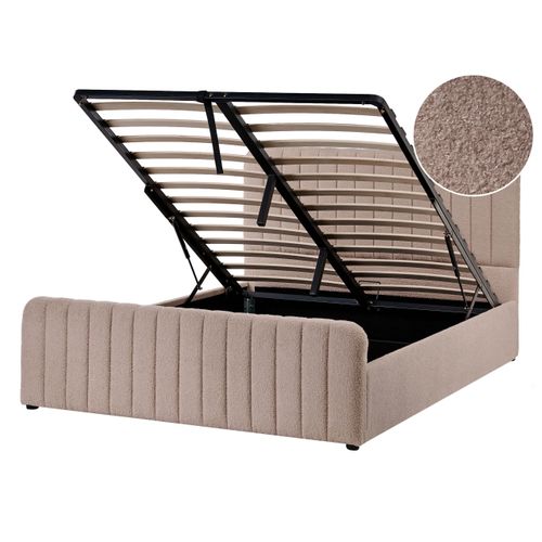 Lit Ottoman Bouclé Lunan 140 X 200 Cm Taupe