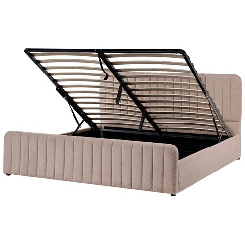 Lit Ottoman Bouclé Lunan 180 X 200 Cm Taupe